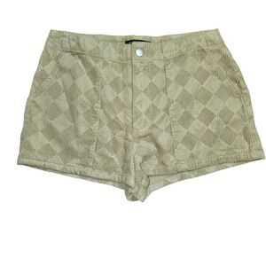 Forever 21 Corduroy Shorts Womens Medium Tan Checkered Harlequin High